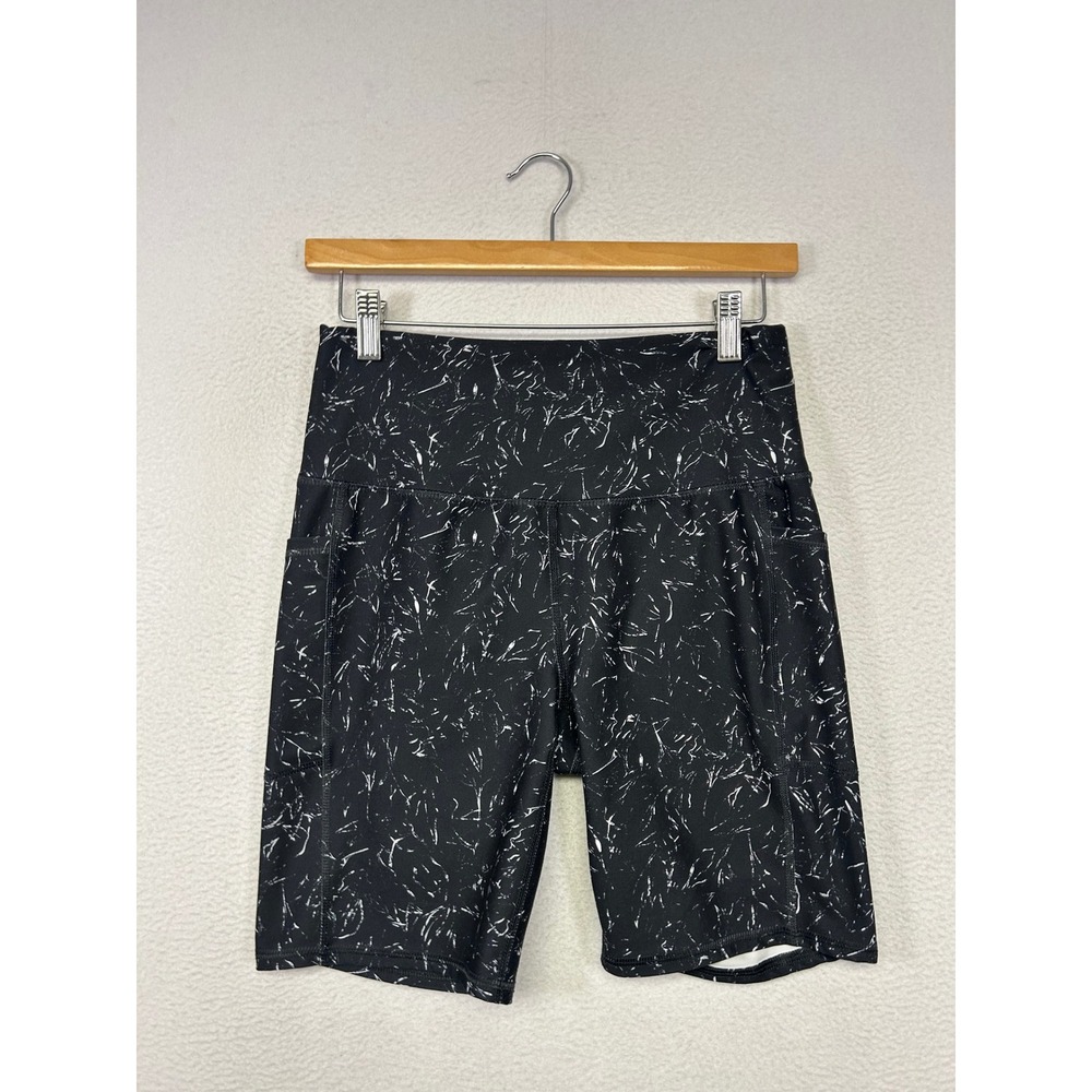 Athletic Abstract RBX Women Medium Black White High Rise Biker Shorts